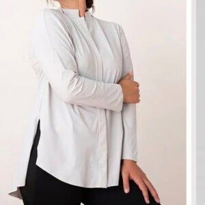 Aday Something Borrowed Performance Nylon Stretch Shirt Gray M